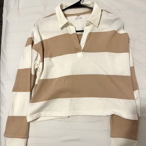 Aerie like new cropped long sleeve stripped top